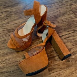 Brown Suede Platform Sandals